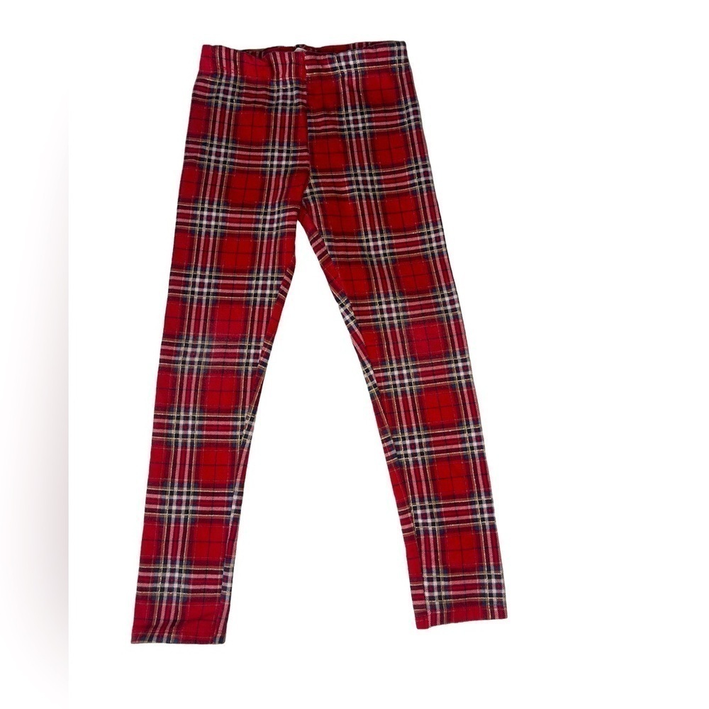 🟢 H&M Red Plaid Pajama Pants Girl 8yrs